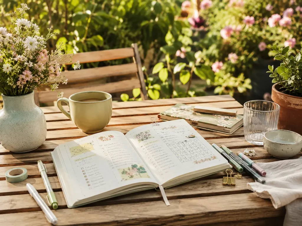 Agenda, en una mesa al aire libre